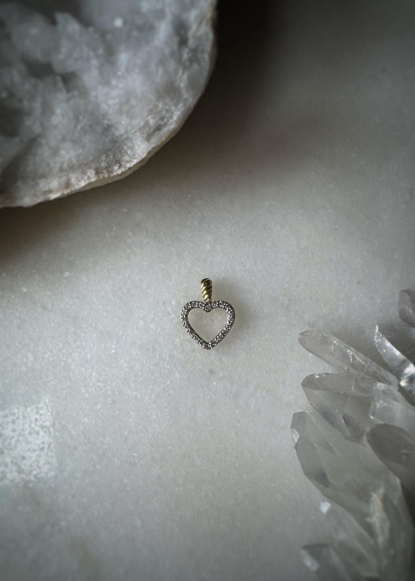 Estate David Yurman 18k + Diamond Pave Heart Pendant