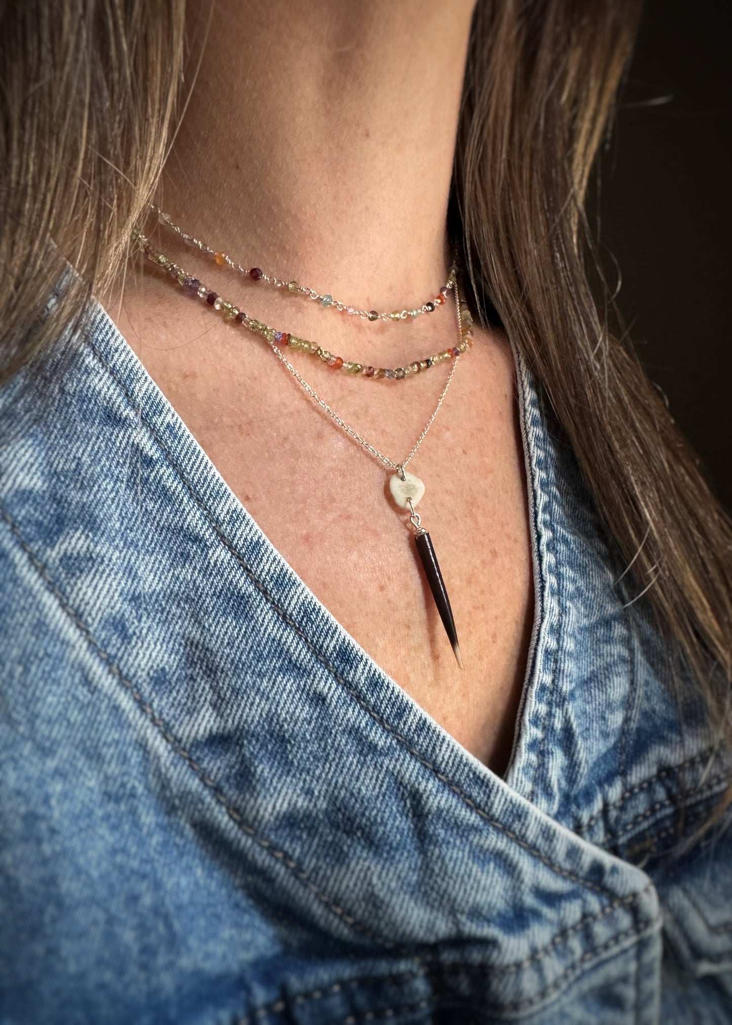 Sterling + Multi Gemstone Bead Chain Necklace