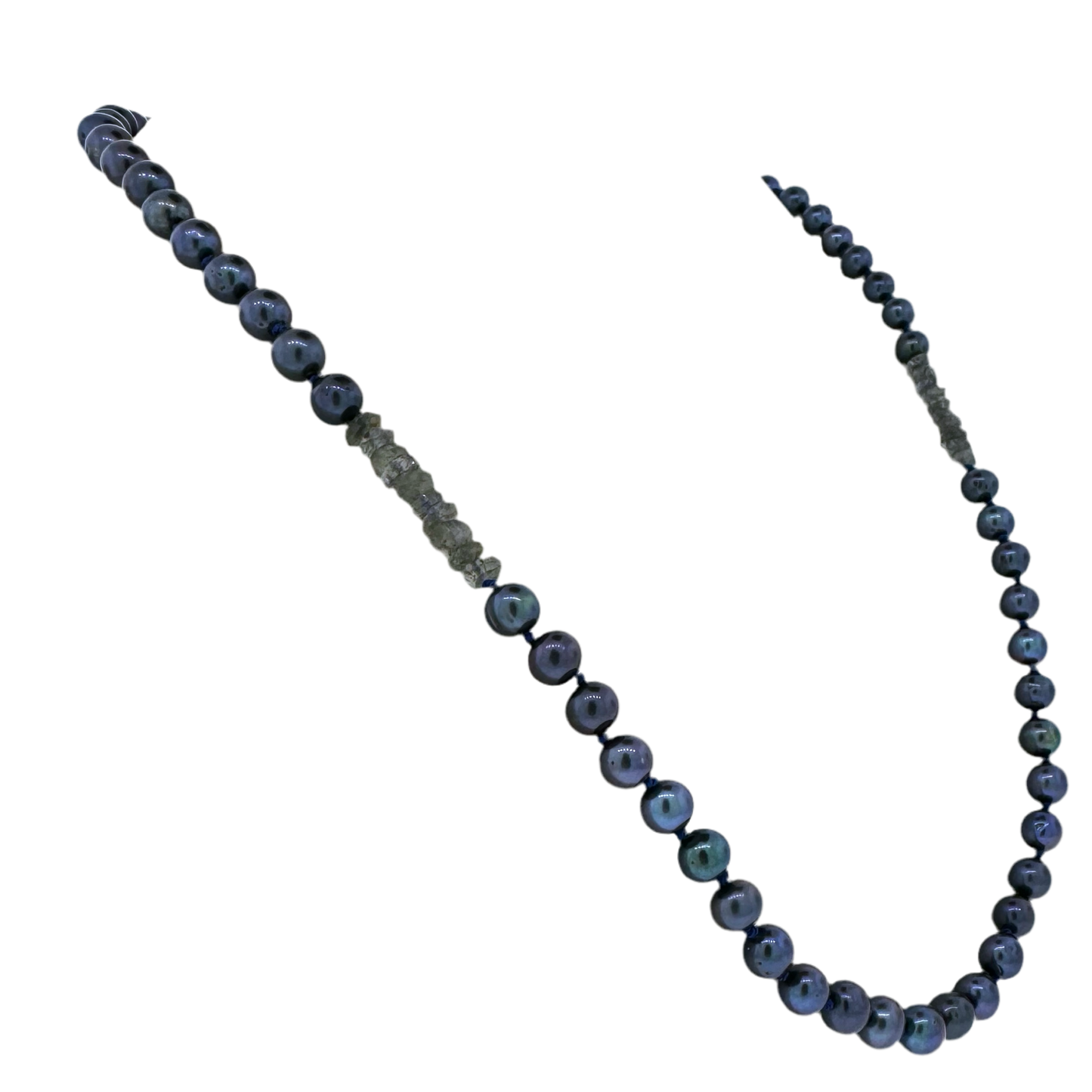 Sterling + Peacock Pearls and Labradorite Bead Necklace