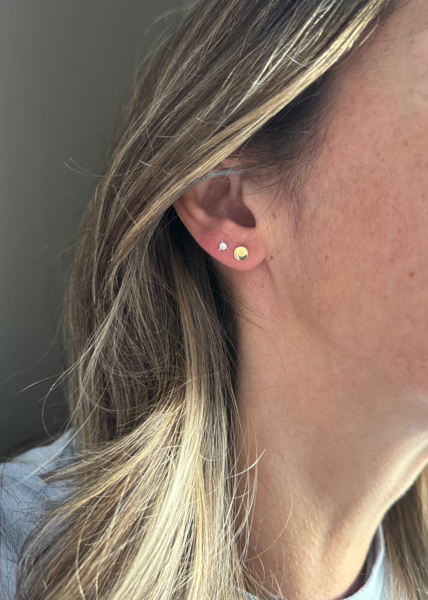 14k + Baby Diamond Stud Earrings