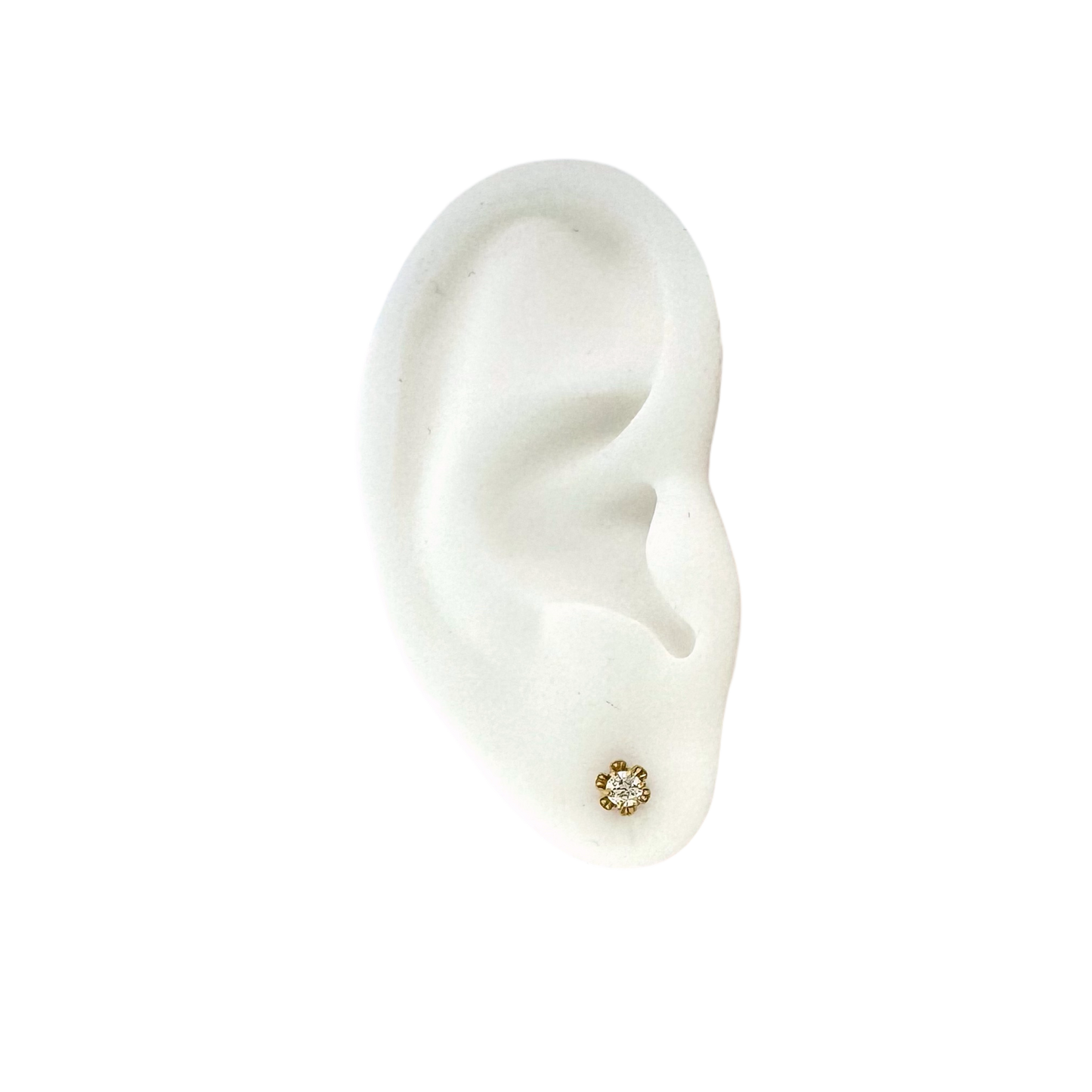 Estate 14k + Old European Cut Diamond Stud Earrings