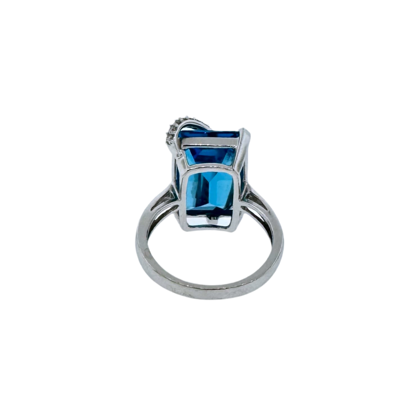 Estate 14k + Blue Topaz & Diamond Ring