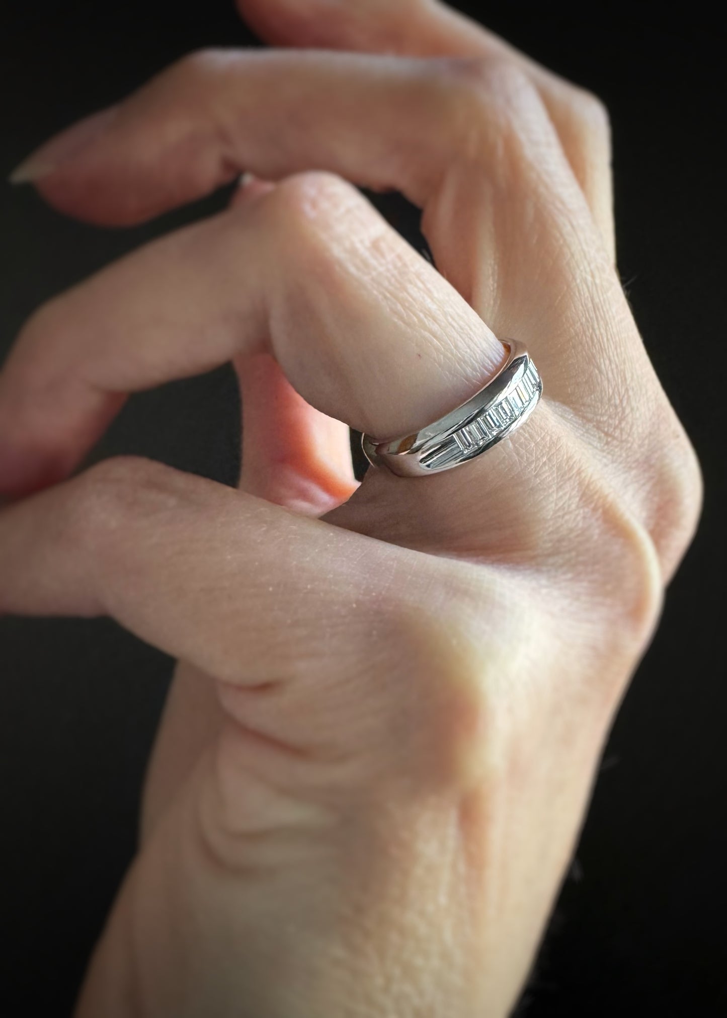 Estate Platinum + Baguette Diamond Band