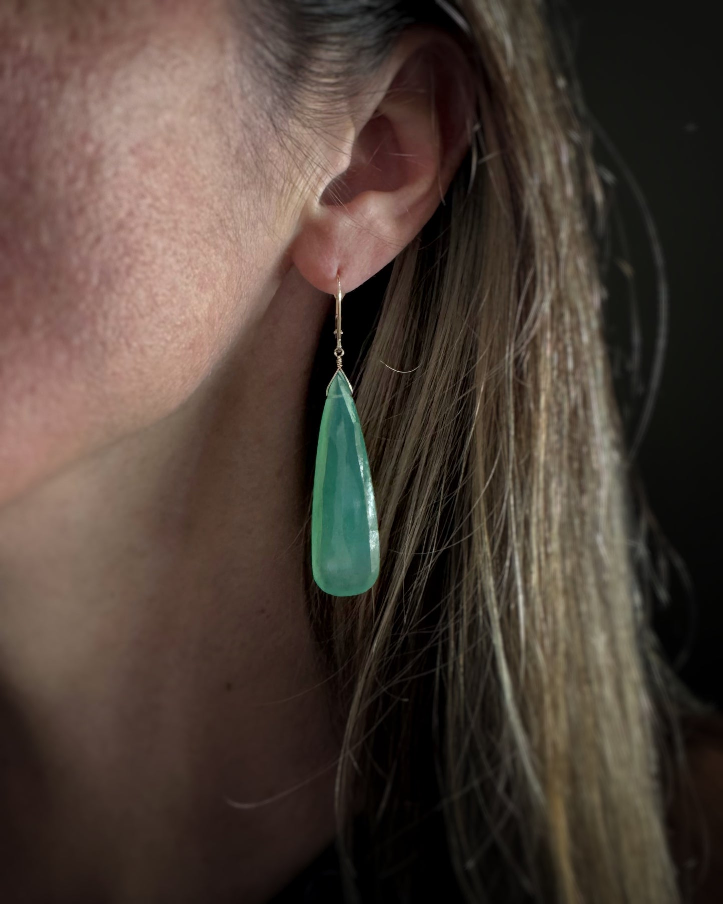 14k + Chalcedony Briolette Earrings