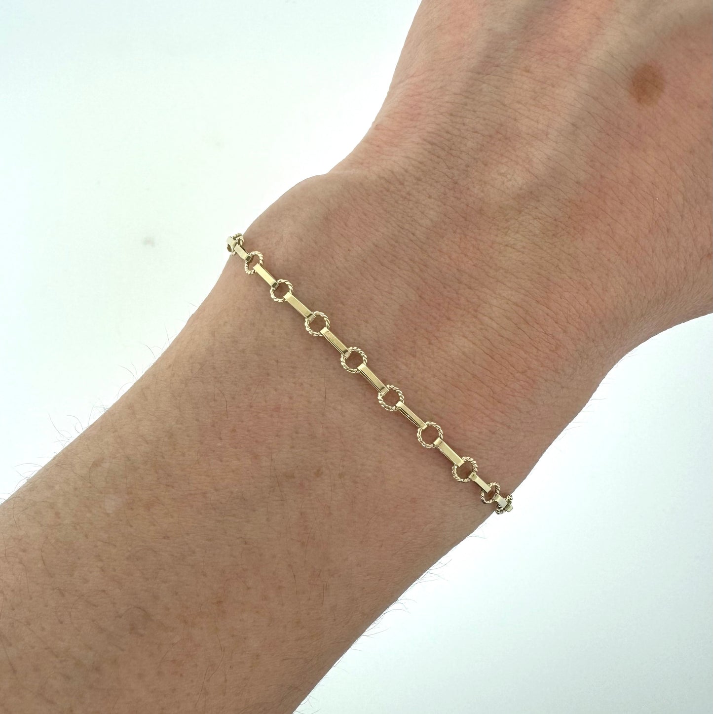 Estate 14k + Circle Bar Chain Bracelet