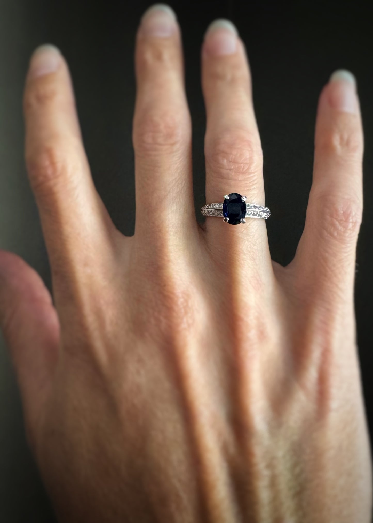 Estate 18k + Sapphire and Diamond Ring