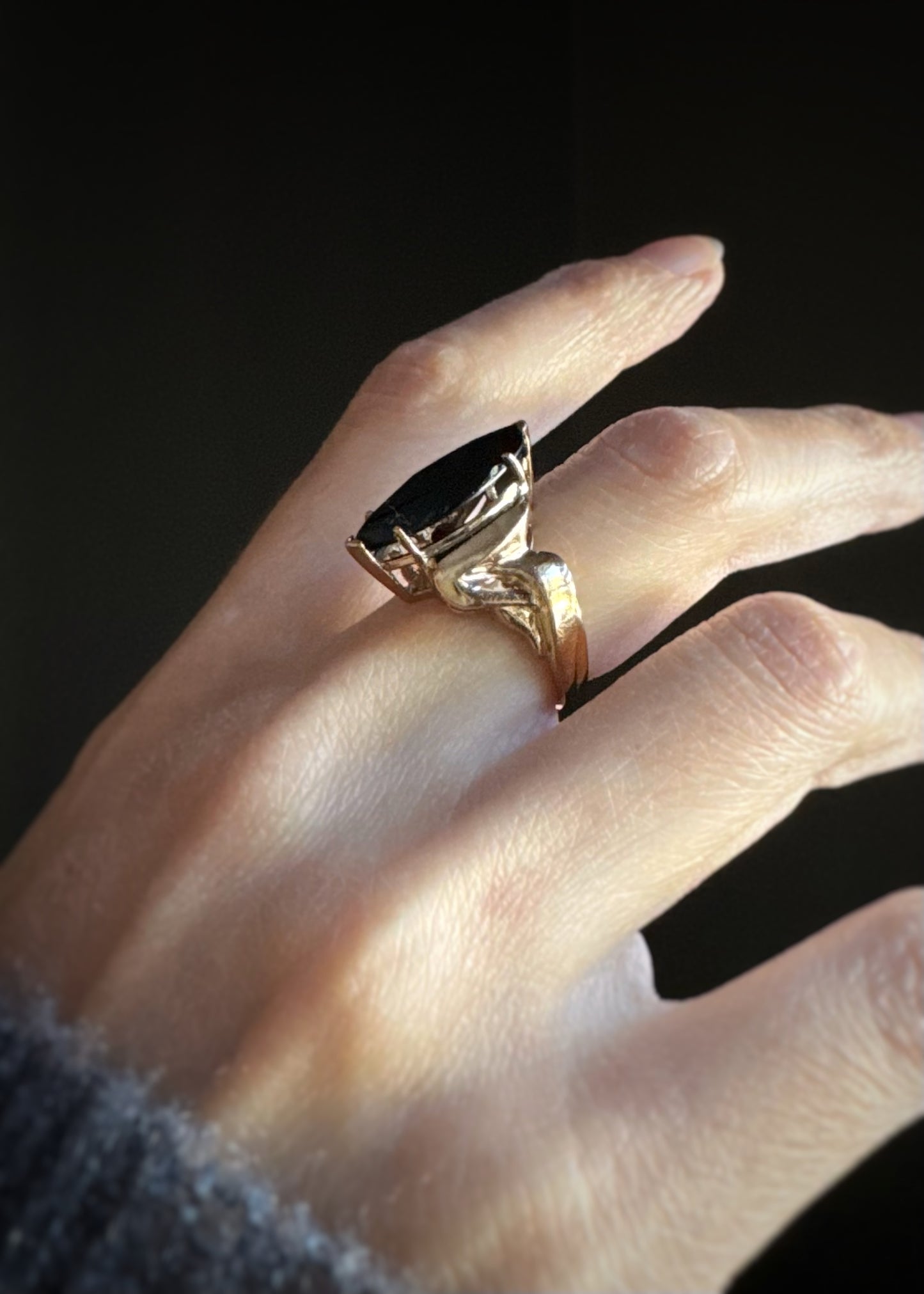 Estate 10k + Black Onyx Cocktail RIng