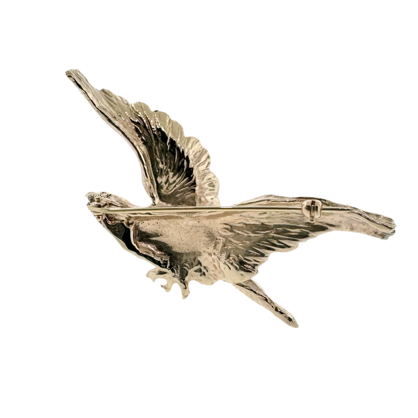 Estate 14k + Eagle Brooch with Sapphire Eye