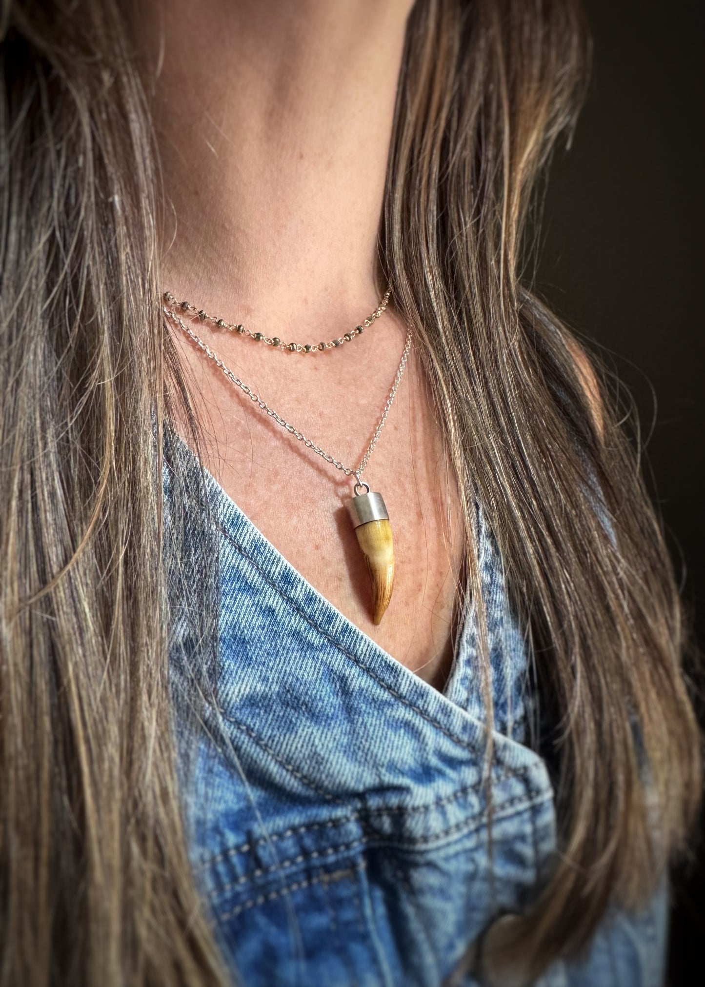 Estate 14k + Pyrite Beaded Chain Necklace