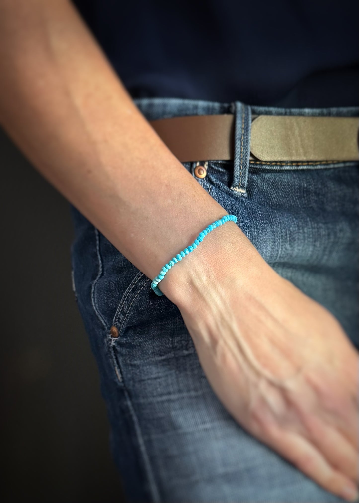 Faceted Turquoise Bead Stretch Bracelet