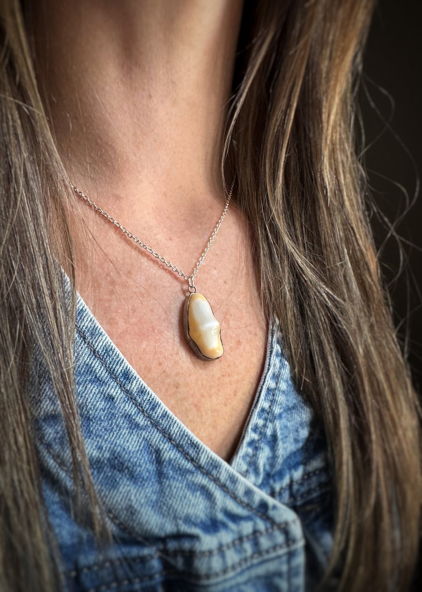 Estate Sterling Silver + Elk Tooth Pendant Charm