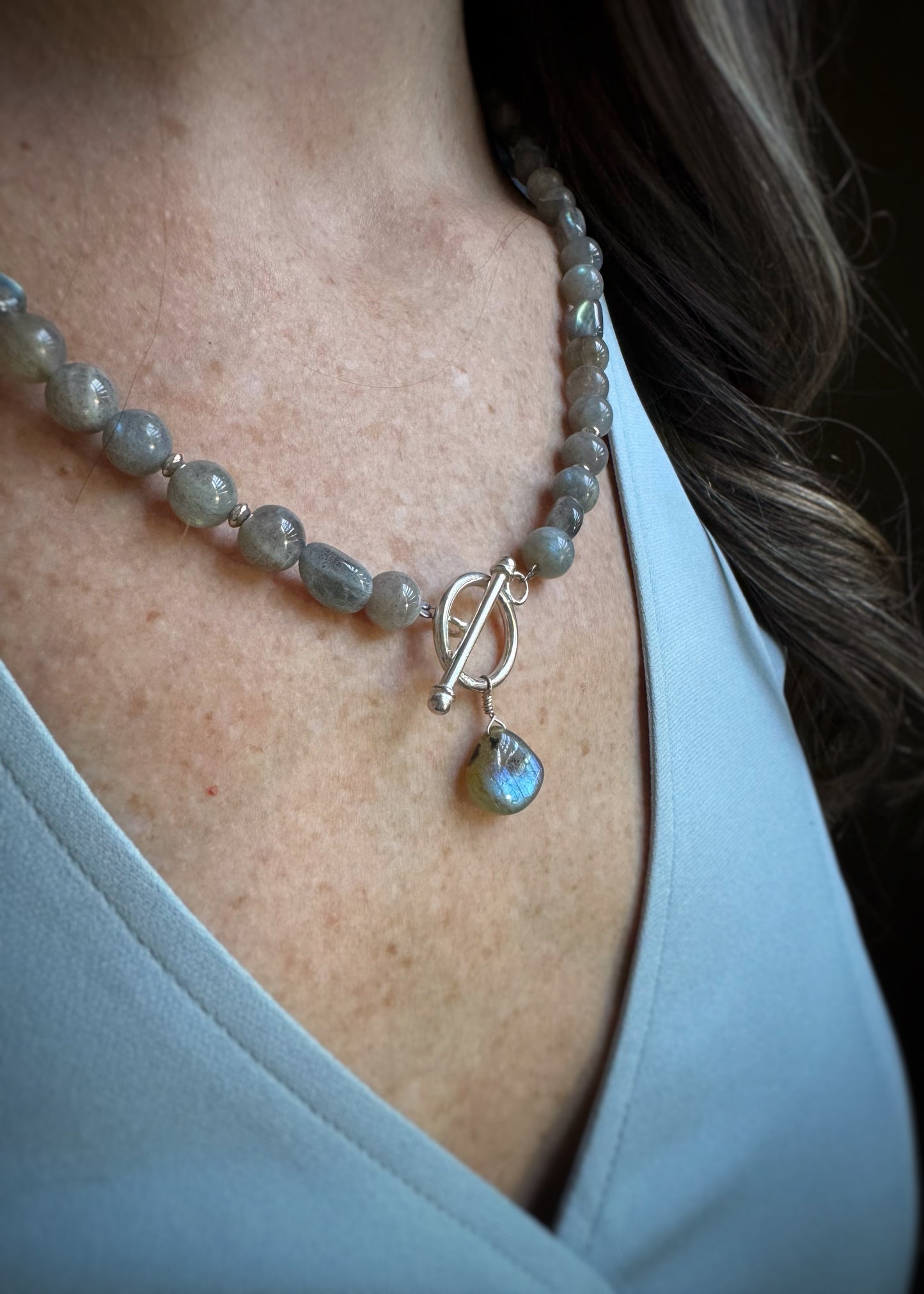 Sterling + Labradorite Toggle Necklace