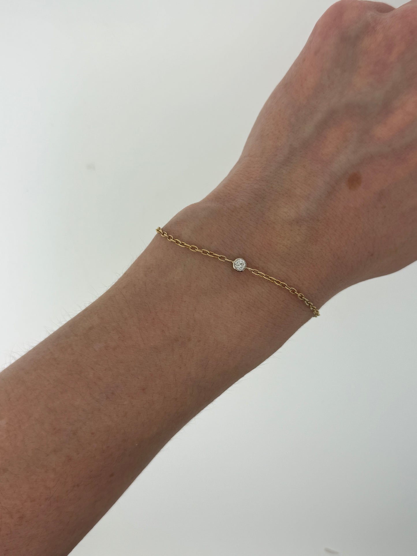 14k + Diamond Bezel Solitaire Bracelet