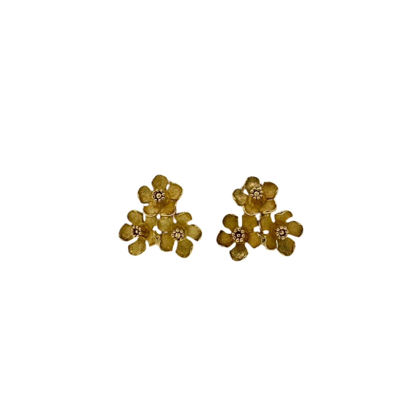 Estate 18k + Flower Trio Earrings
