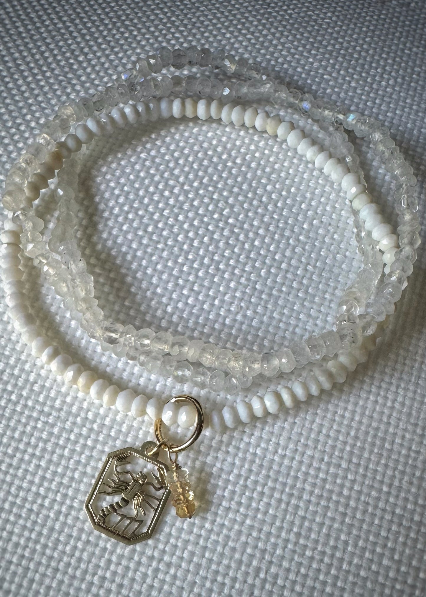 Faceted Mother of Pearl Bead Stretch Bracelet