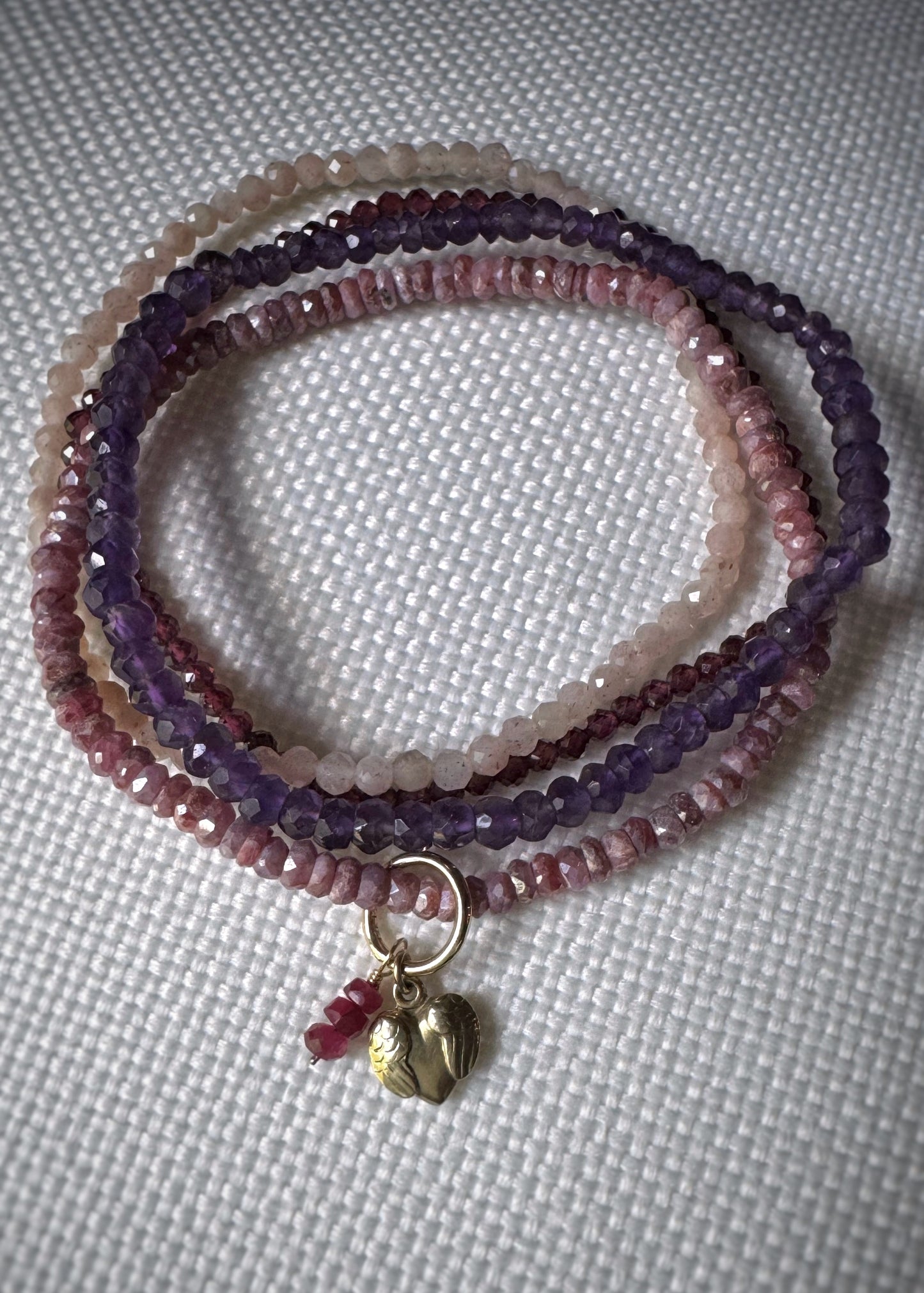 Faceted Ruby Bead Stretch Bracelet