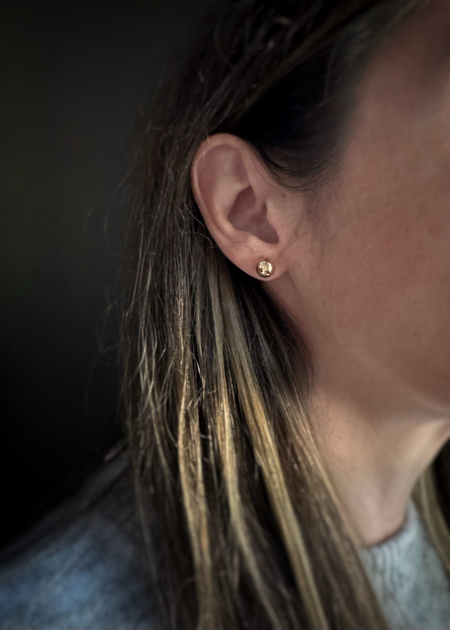 Estate 14k + 8mm Ball Stud Earrings