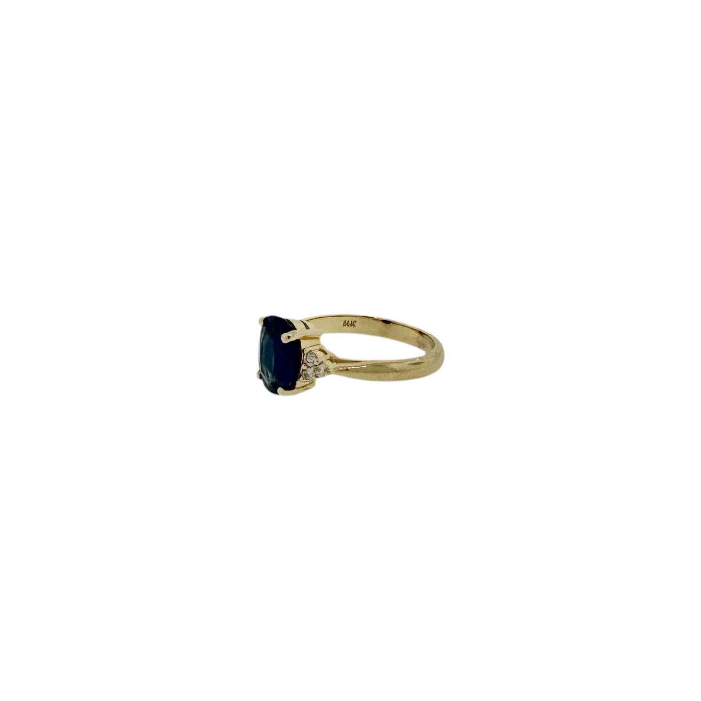 Estate 14k + Blue Sapphire and Diamond Ring