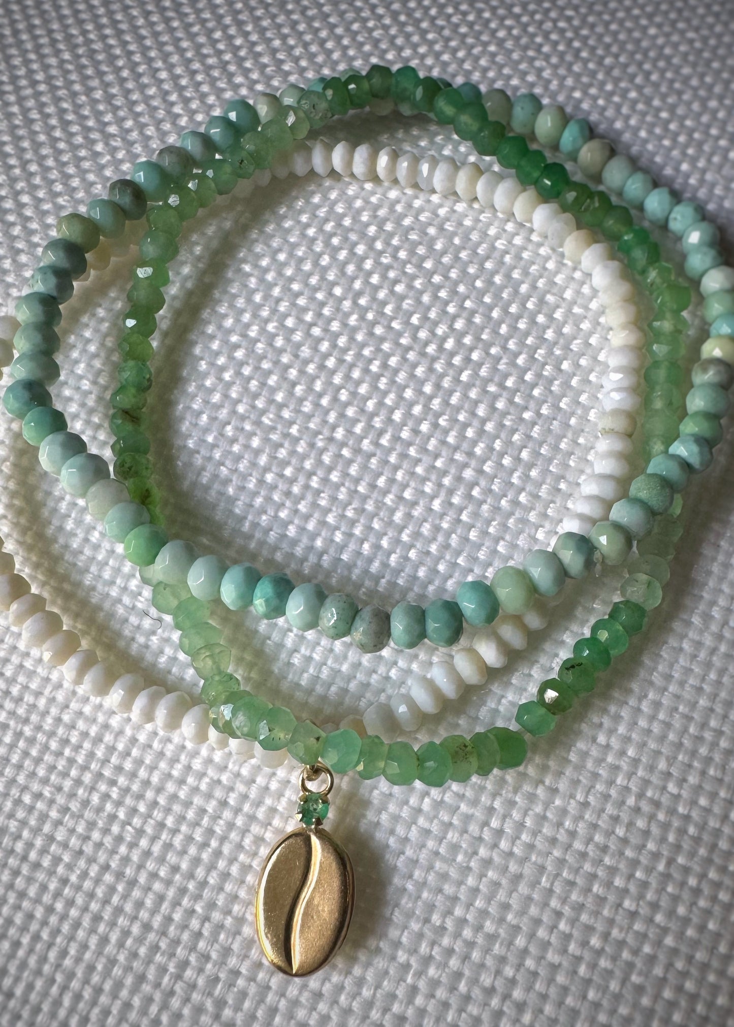 Faceted Prase Opal Bead Stretch Bracelet