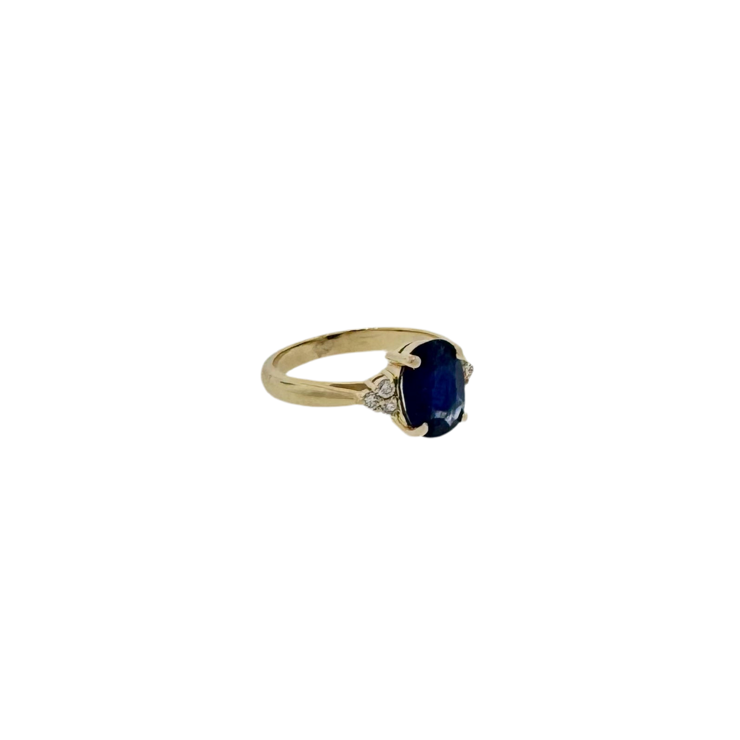 Estate 14k + Blue Sapphire and Diamond Ring