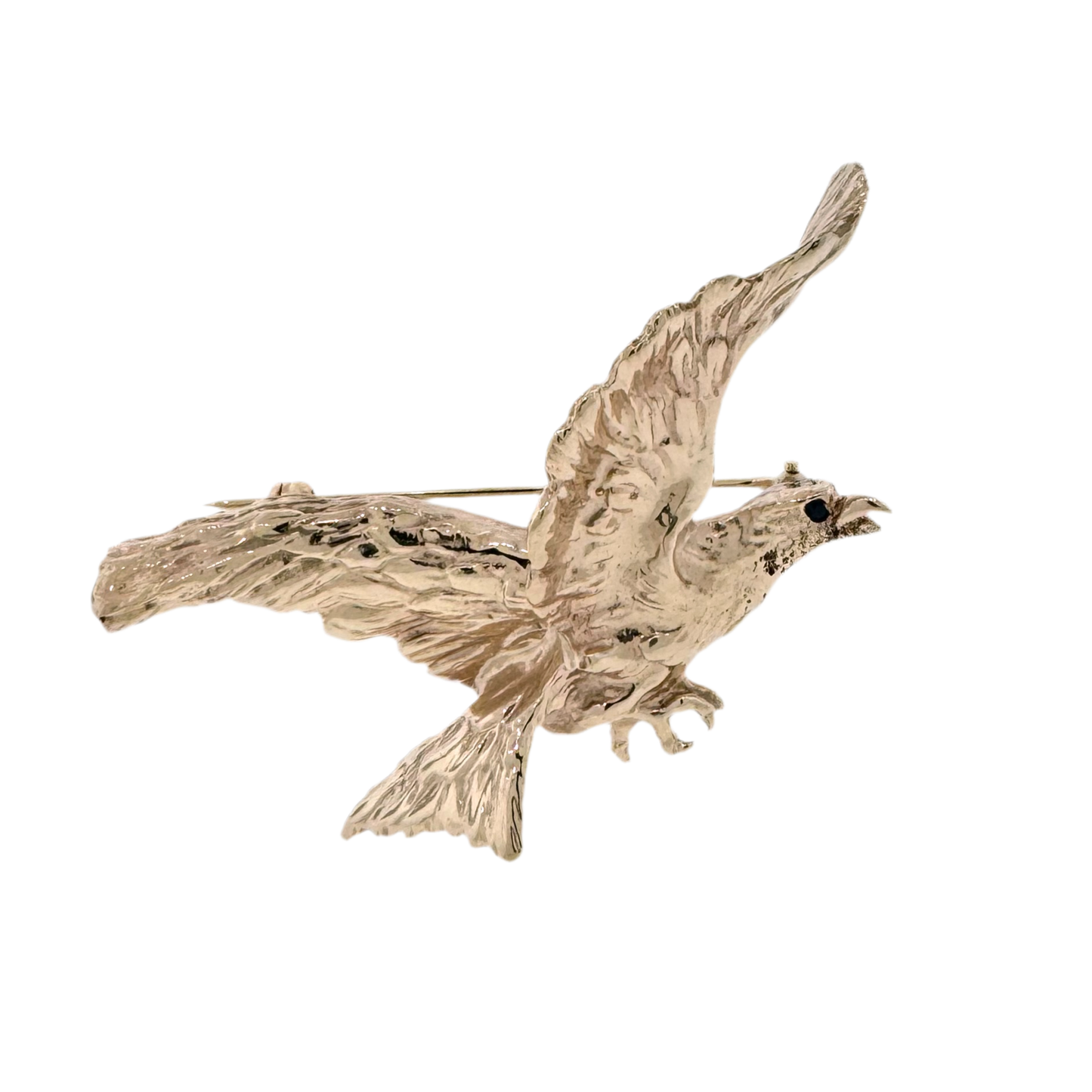 Estate 14k + Eagle Brooch with Sapphire Eye