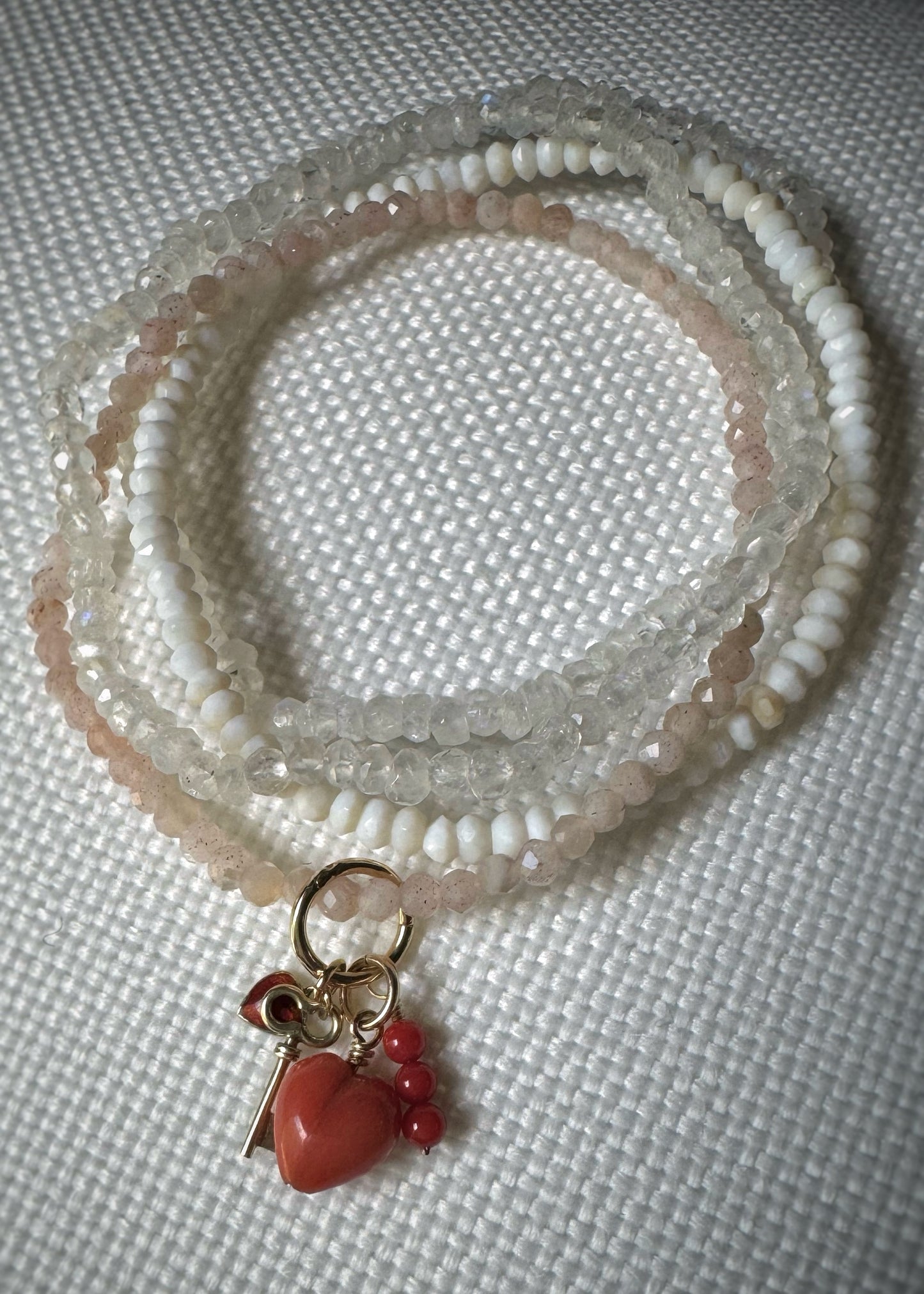 Faceted Mother of Pearl Bead Stretch Bracelet
