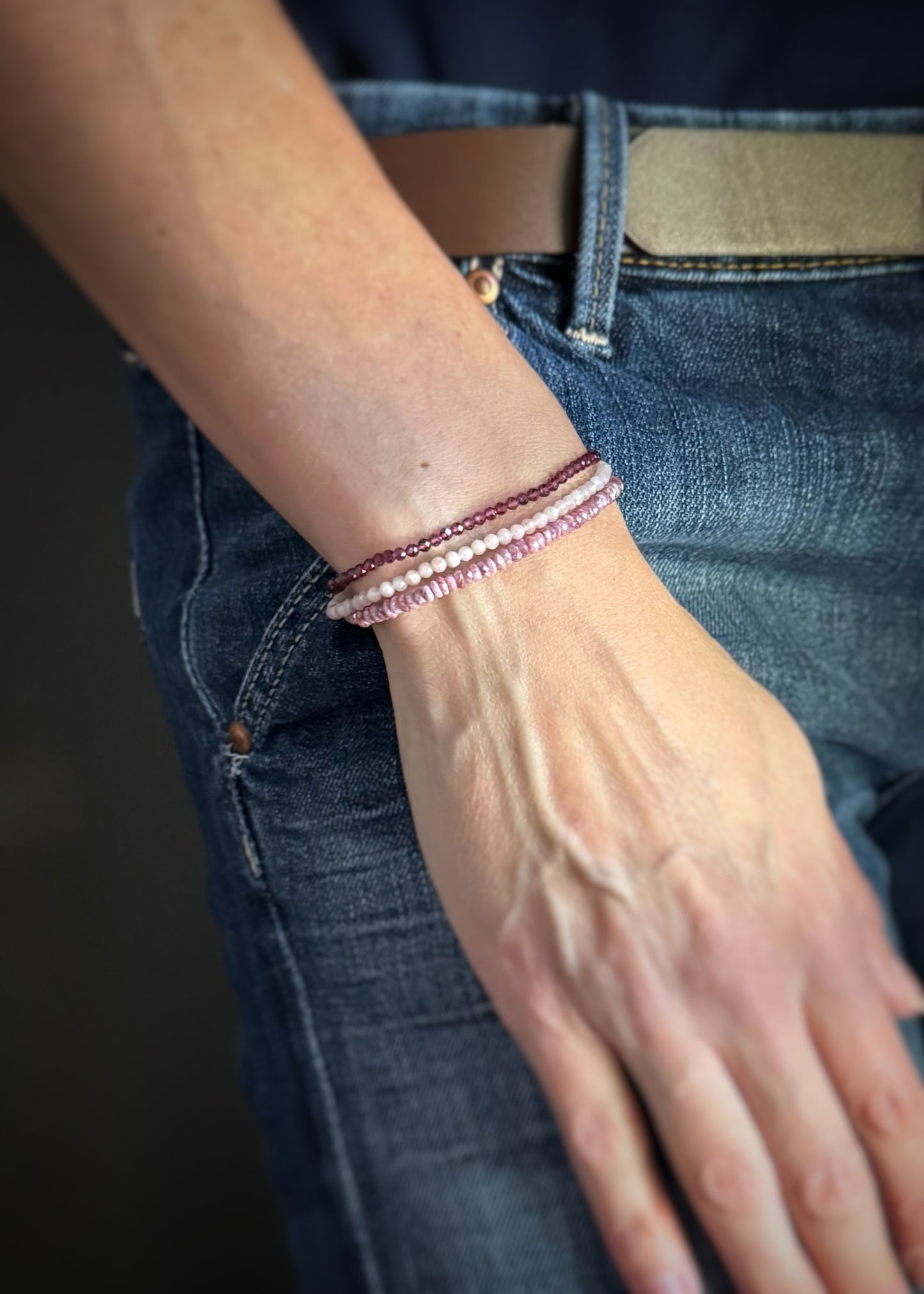 Faceted Ruby Bead Stretch Bracelet