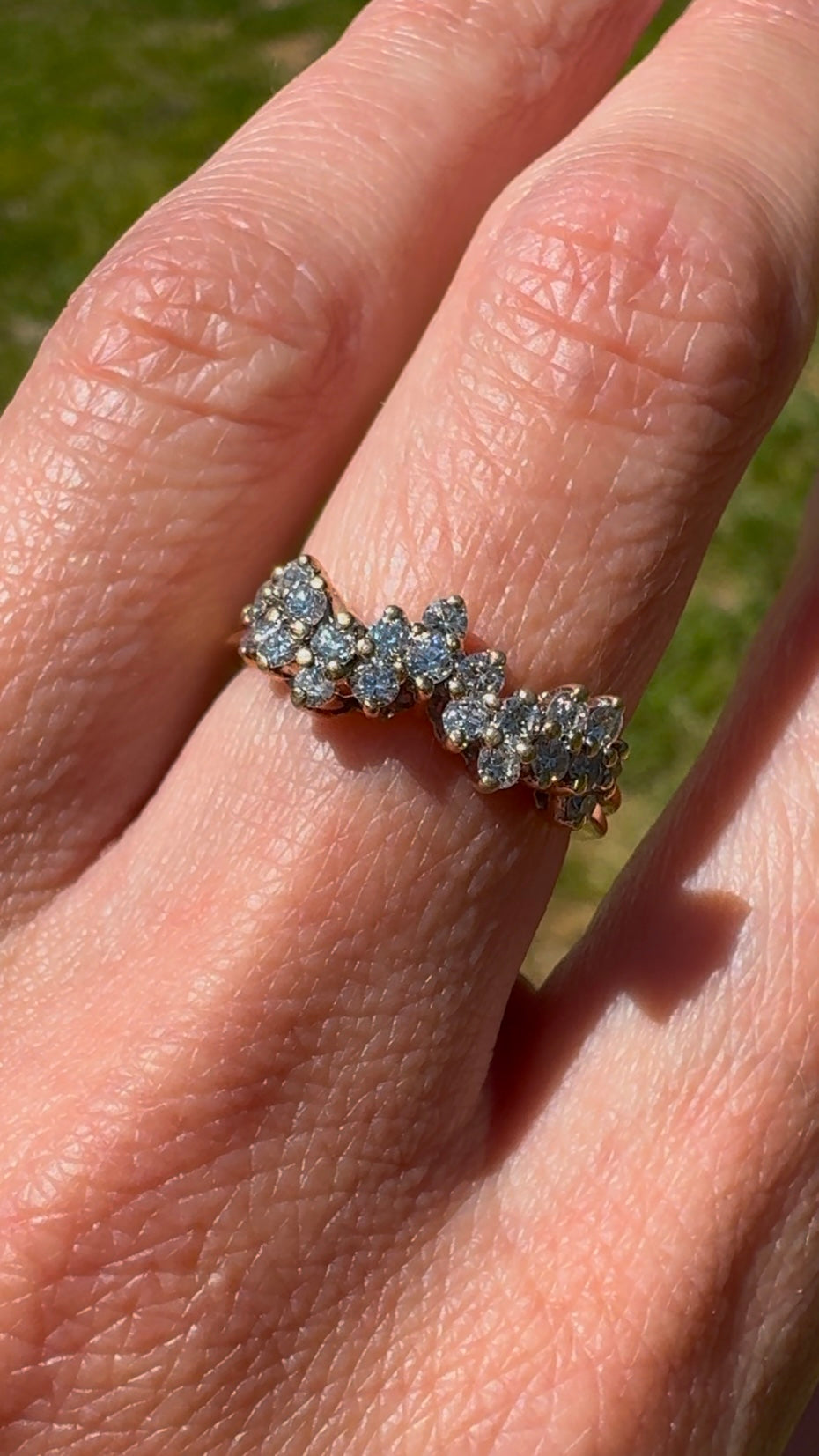 Estate 14k + Diamond Cluster Band