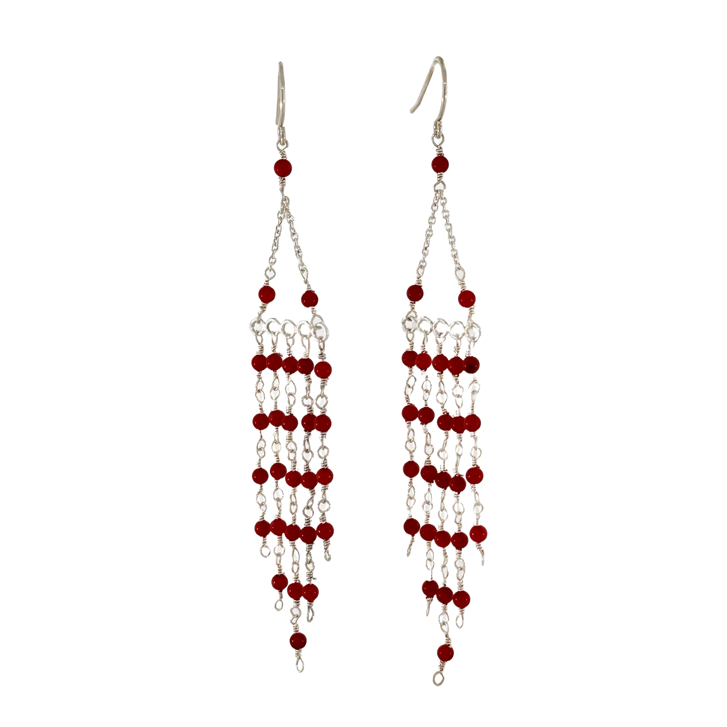 Sterling + Coral Fringe Earrings