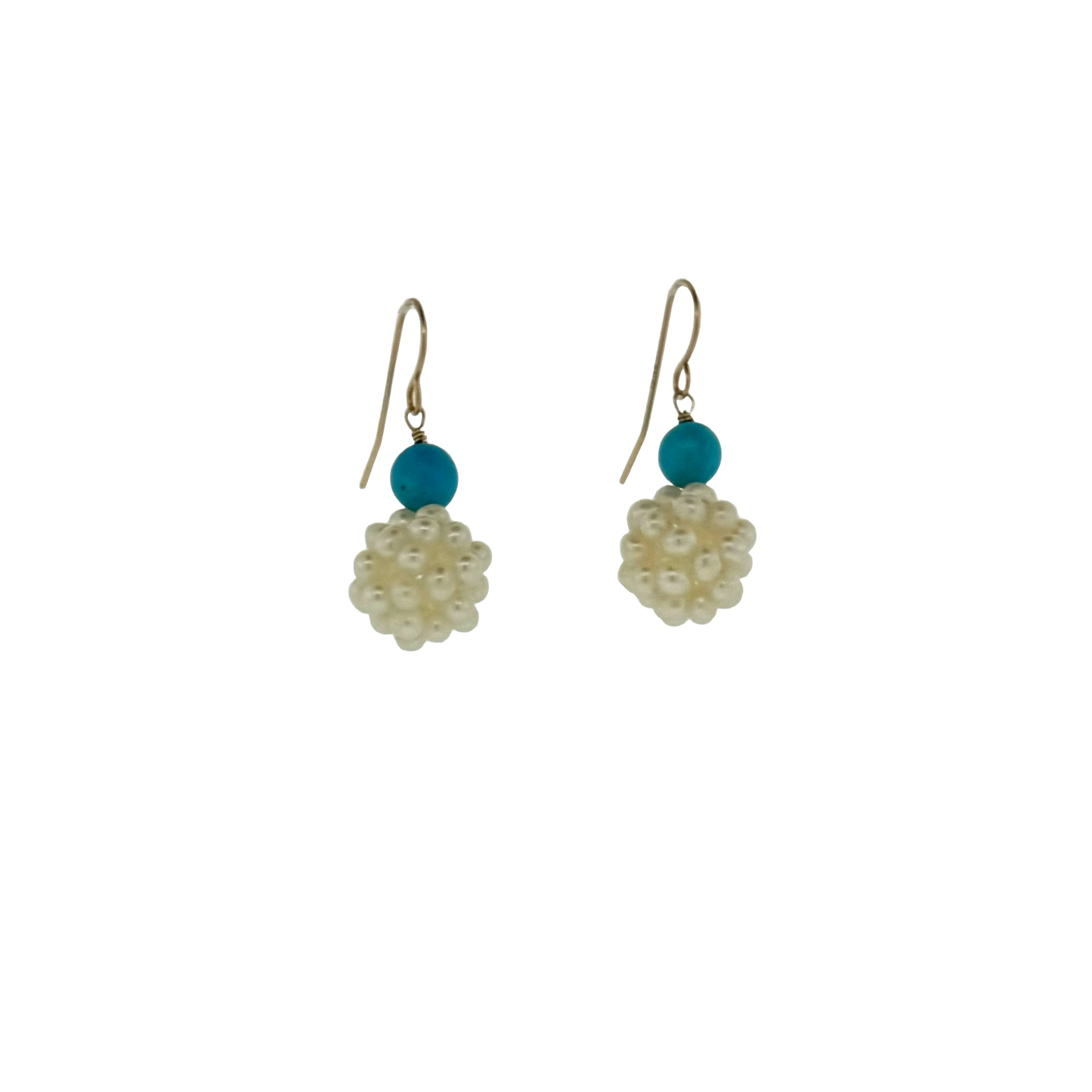 Estate 14k + Pearl & Turquoise Drop Earrings
