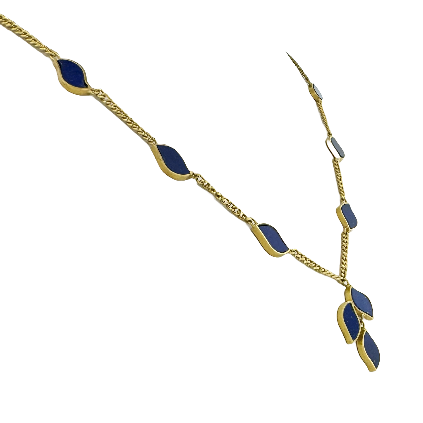 Estate 18k + Lapis Station Necklace