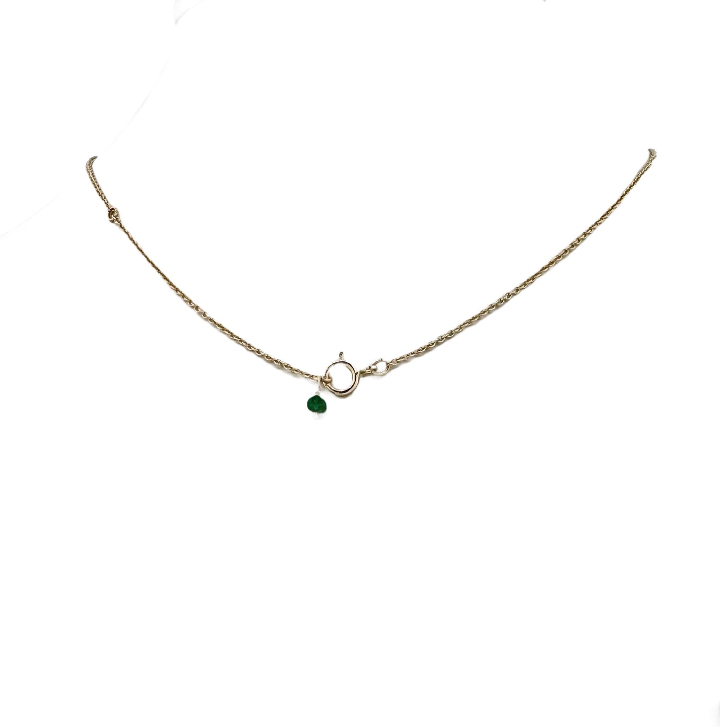 14k + Emerald Beads with Mini Disc Necklace