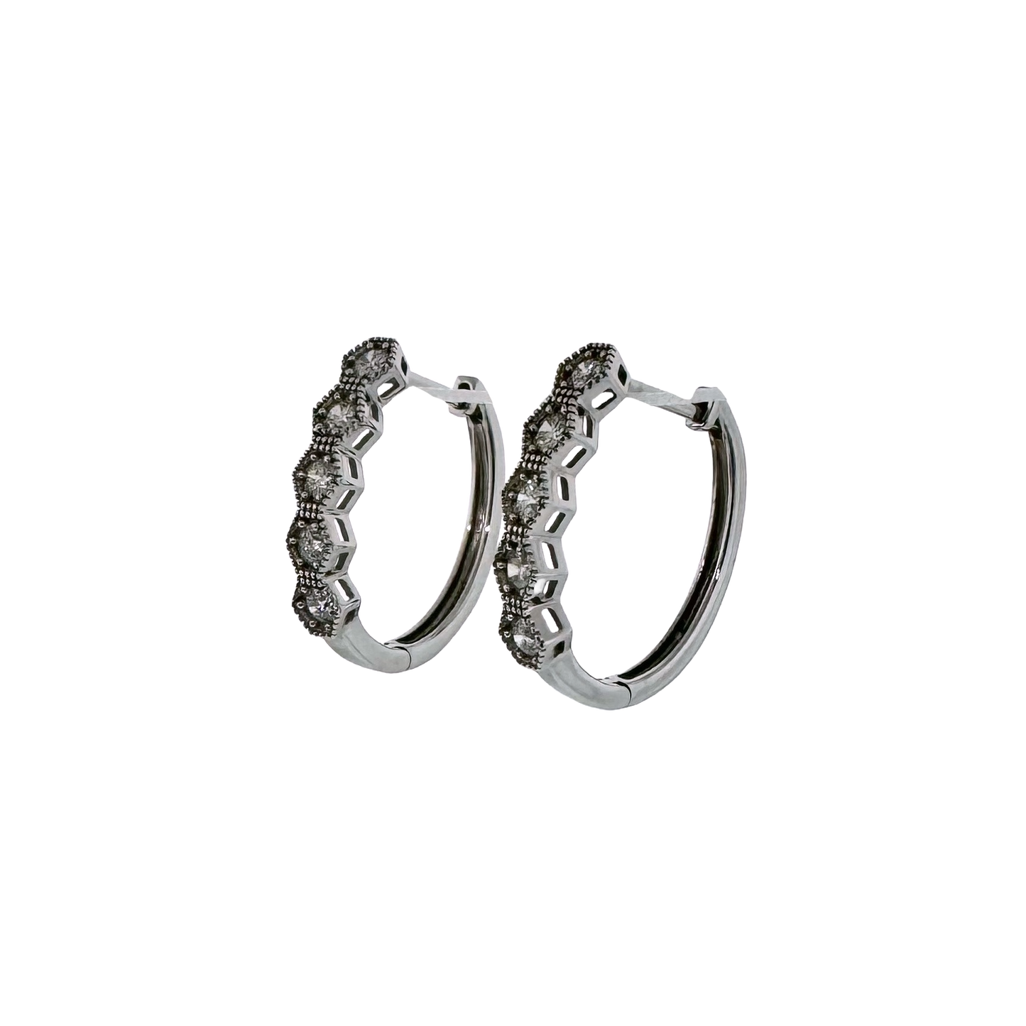 14k + Diamond Hinged Hoop Earrings