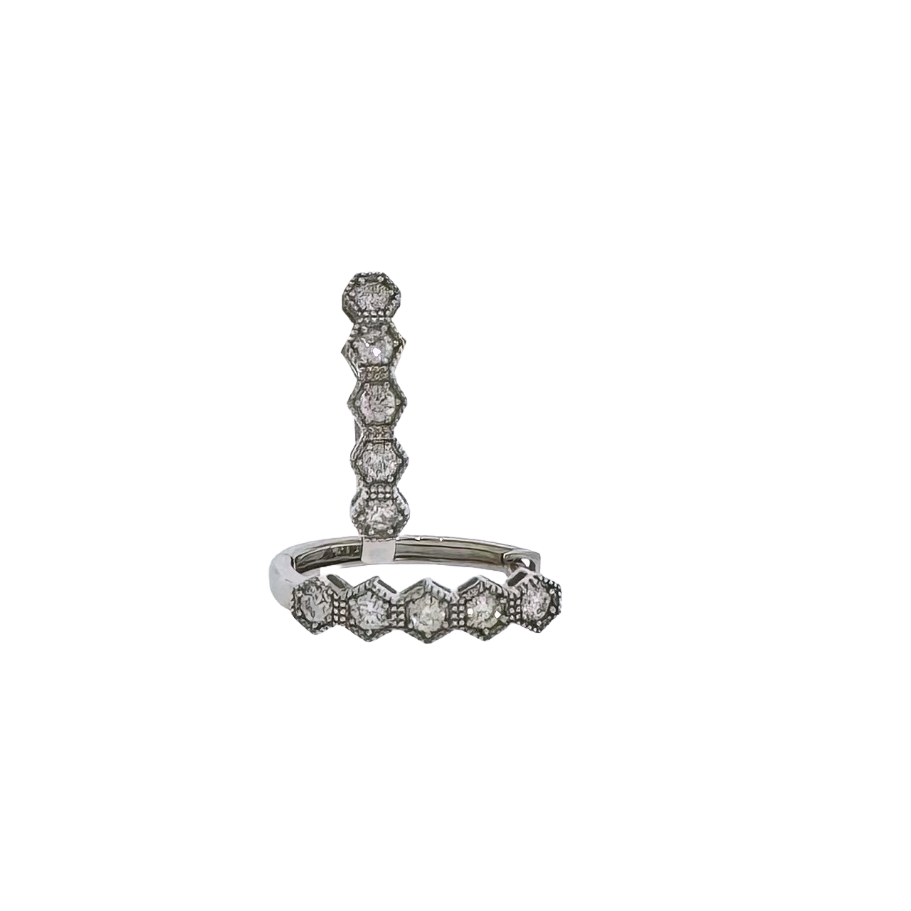 14k + Diamond Hinged Hoop Earrings