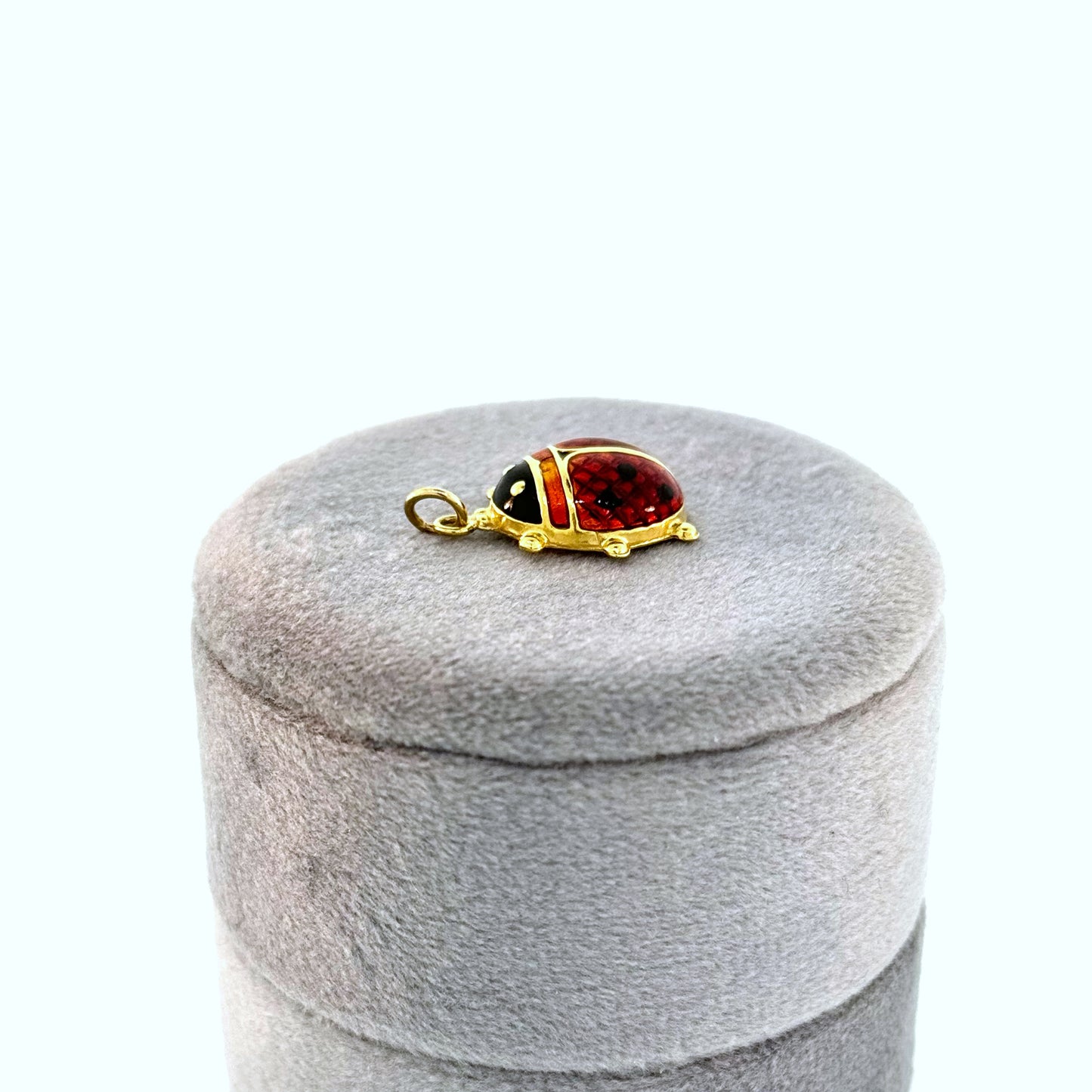 Estate 18k + Enamel Lady Bug Scarab Charm