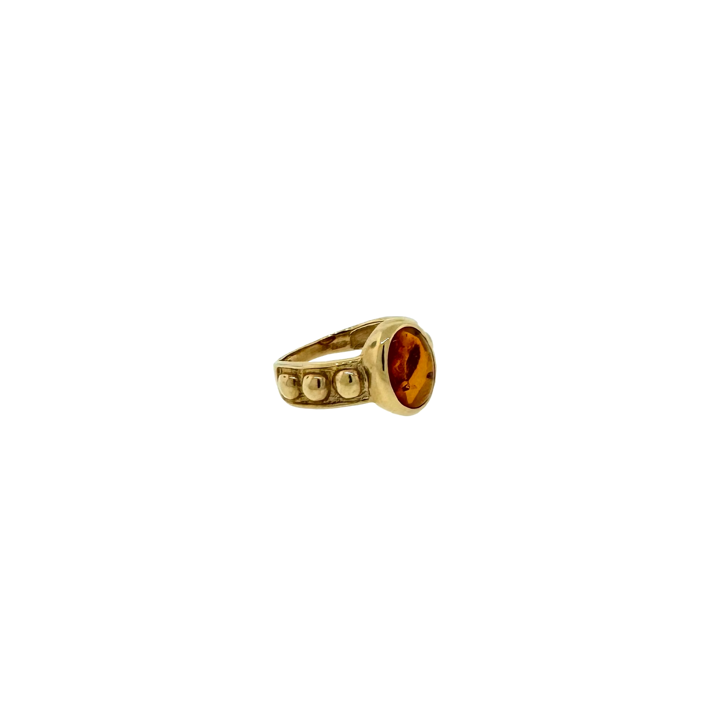 Estate 14k + Amber Cabochon Ring