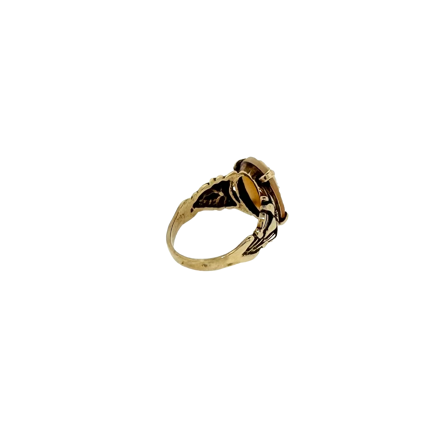 Estate 14k + Shell Cameo Plumeria Ring