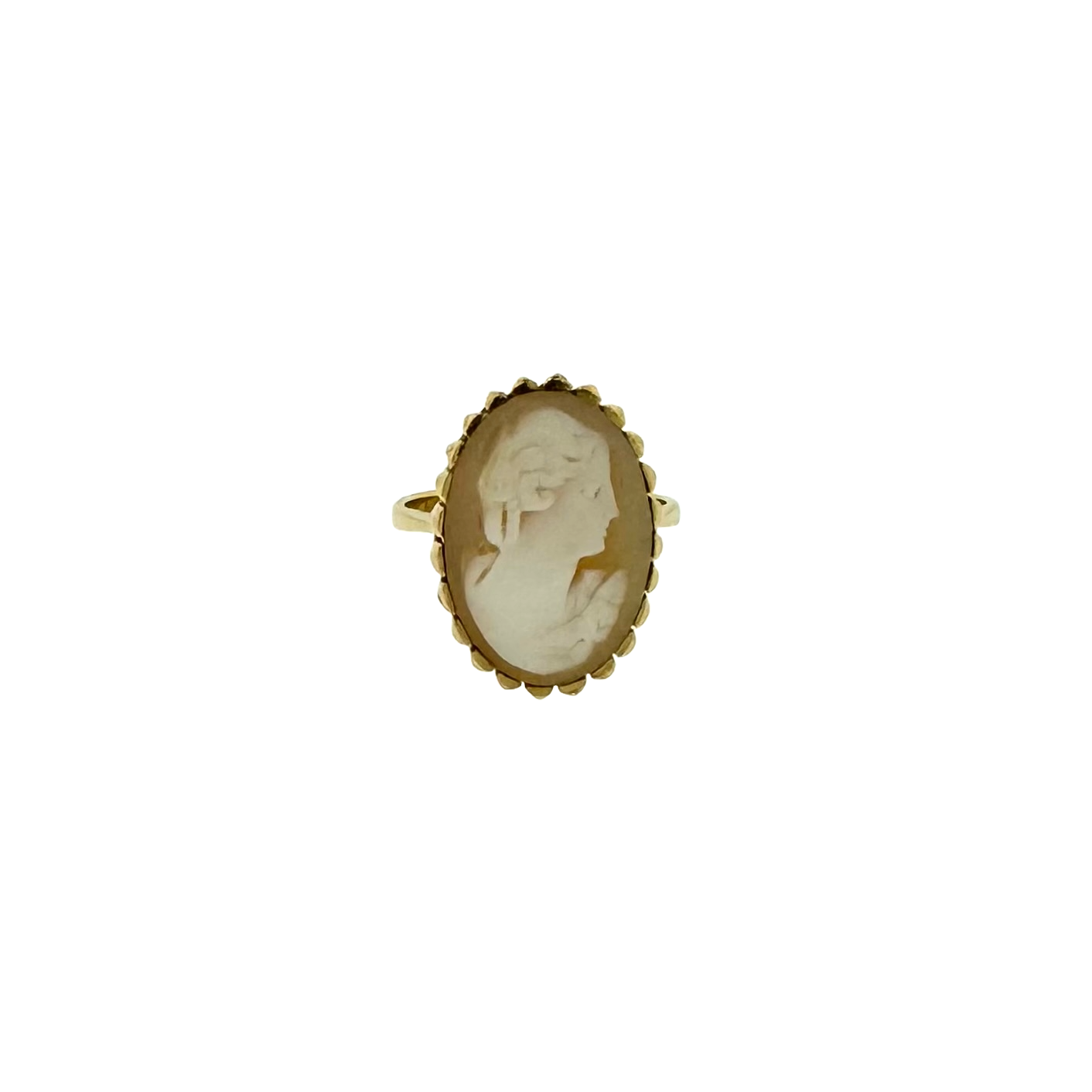 Estate 18k + Oval Shell Cameo Ring
