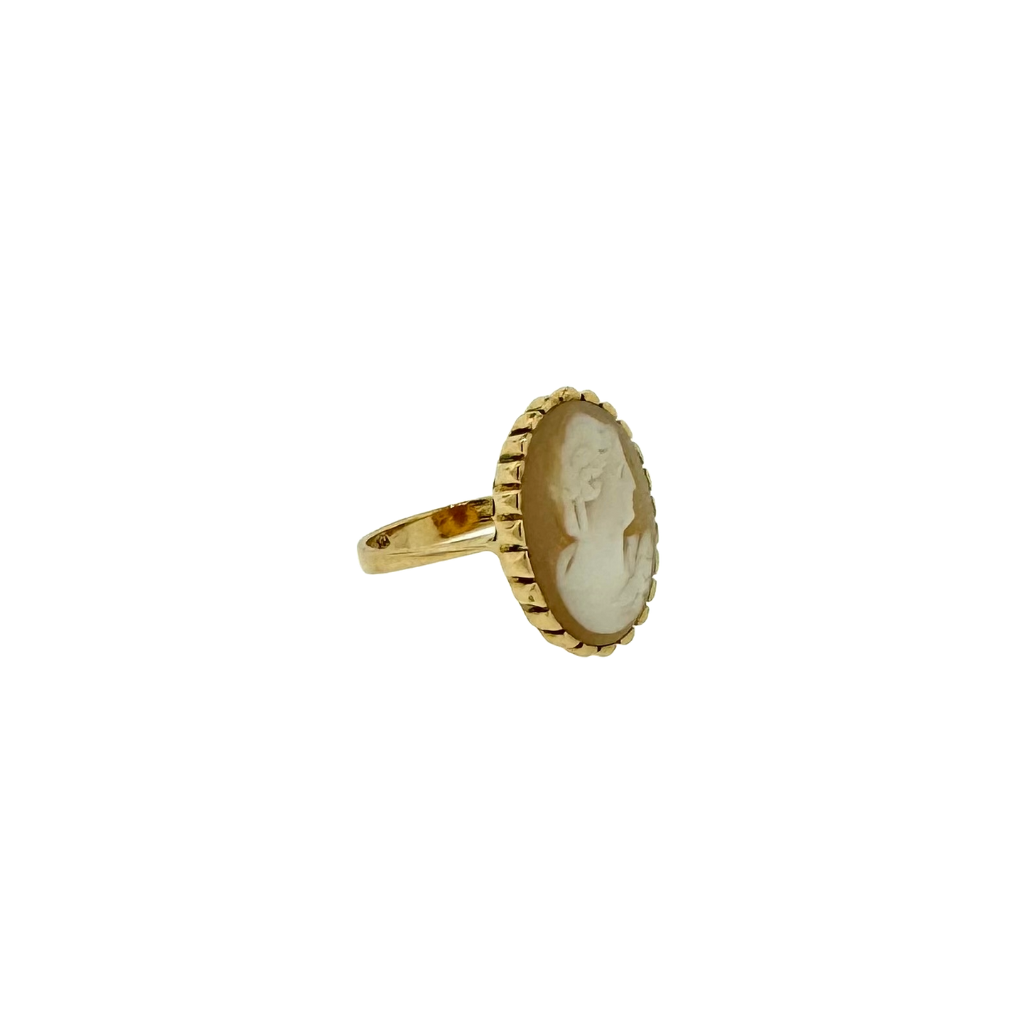 Estate 18k + Oval Shell Cameo Ring