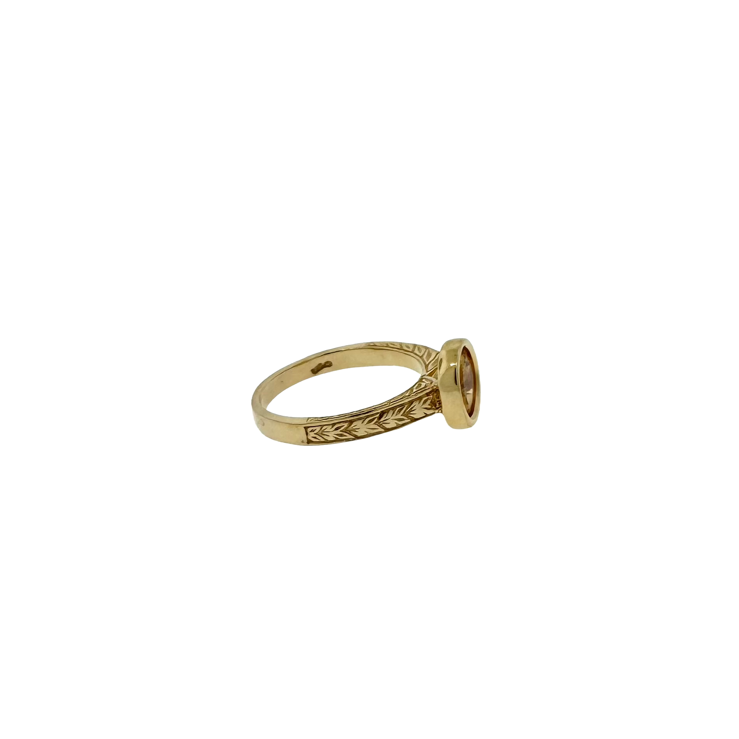 Estate 14k + Citrine Solitaire Bezel Set Ring