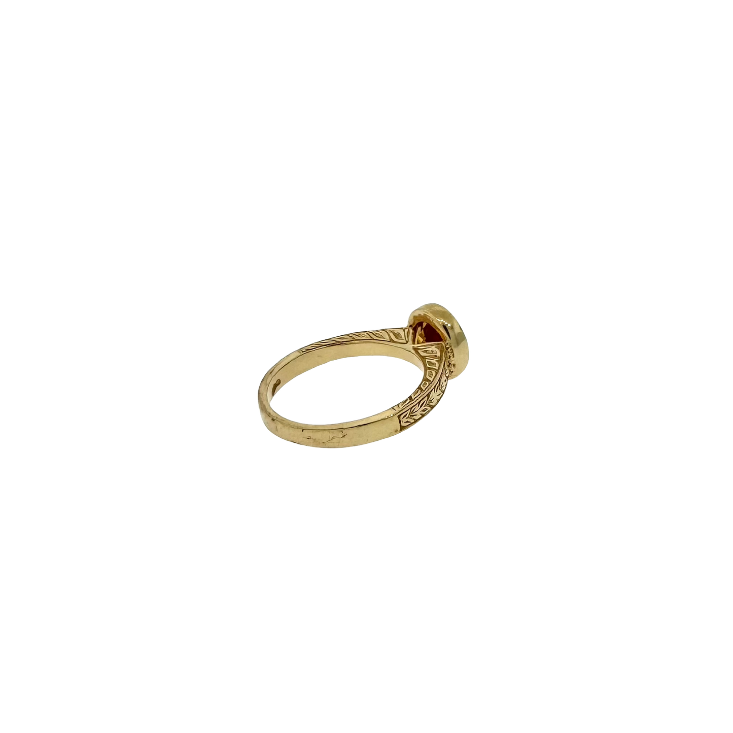 Estate 14k + Citrine Solitaire Bezel Set Ring