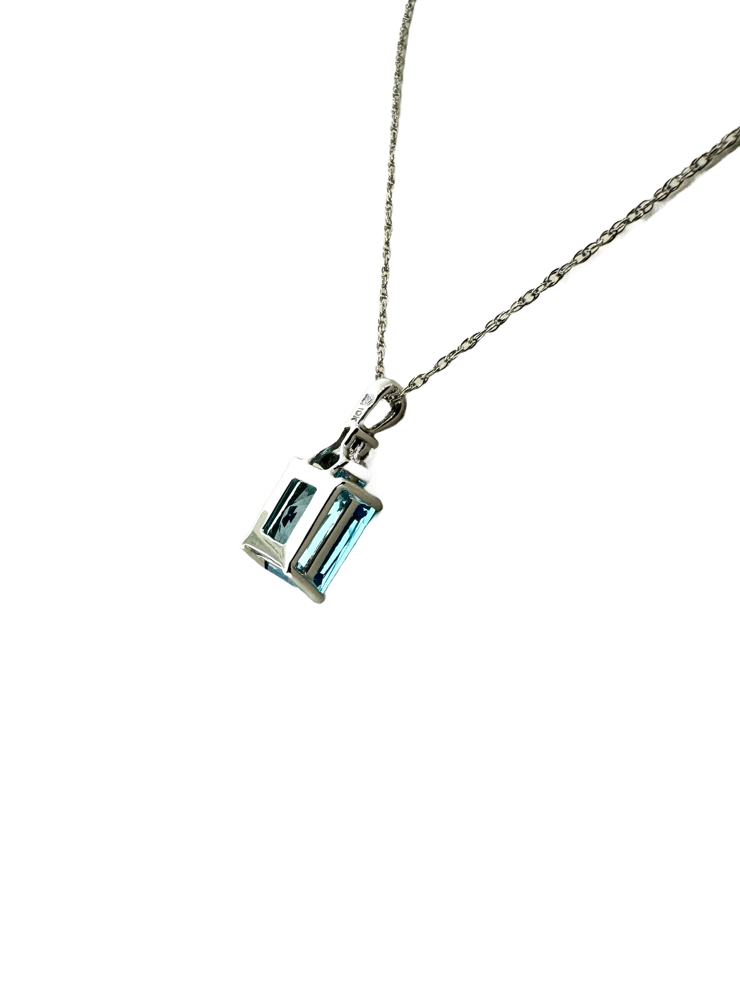 Estate 10k + Blue Topaz & Diamond Necklace