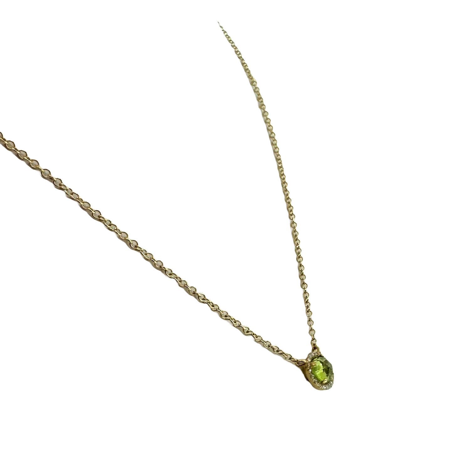 14k + Peridot and Diamond Station Necklace