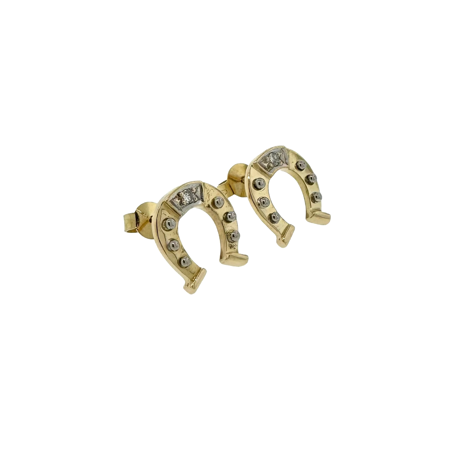 Estate 18k + Horseshoe Stud Earrings