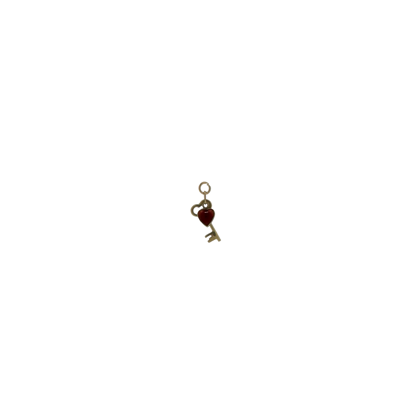 Estate 14k + Enameled Heart and Key Charm
