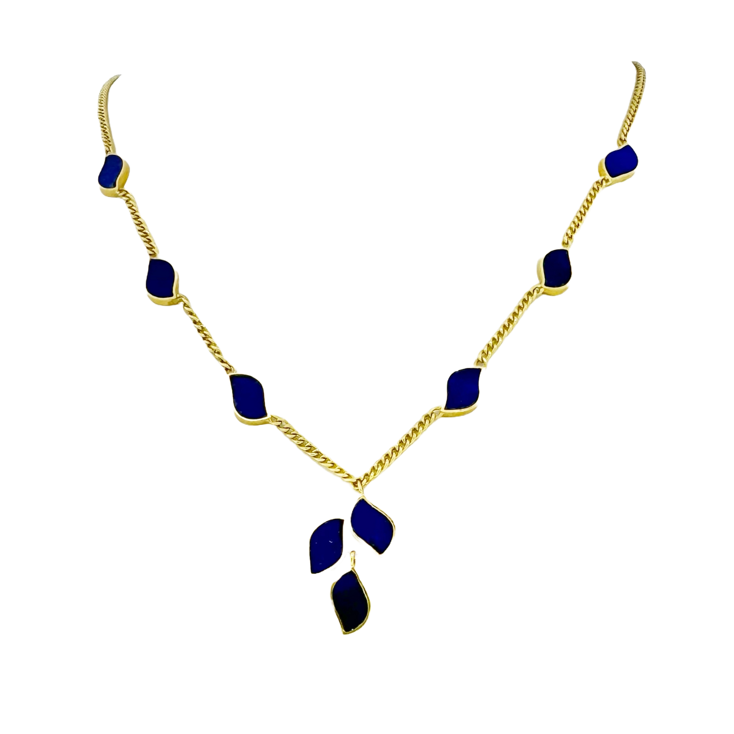 Estate 18k + Lapis Station Necklace