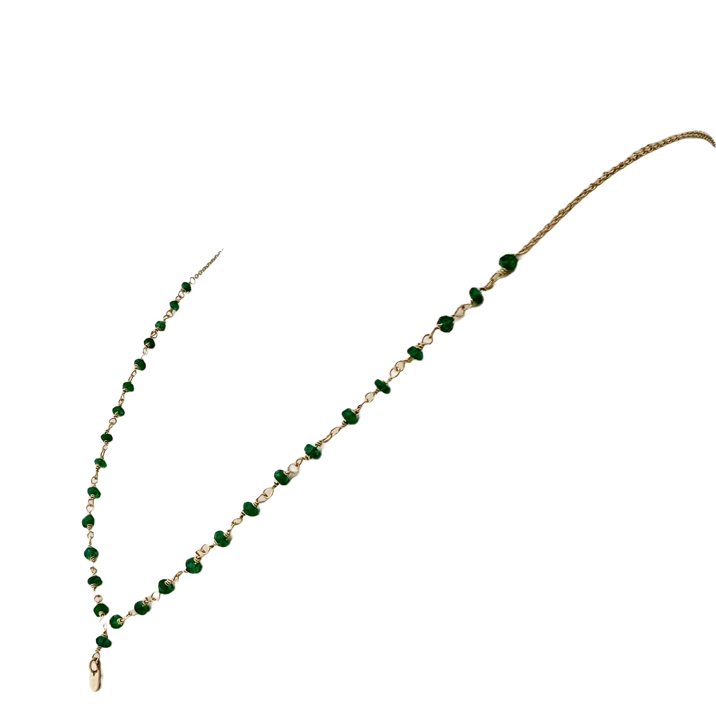 14k + Emerald Beads with Mini Disc Necklace