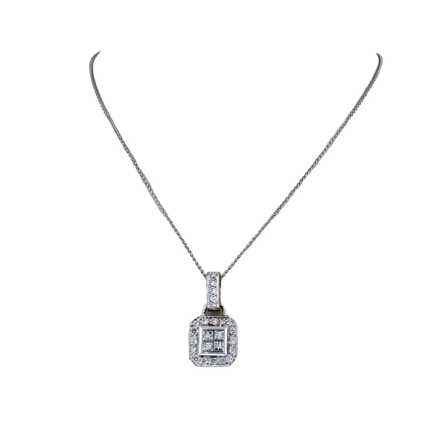Estate 14k + Diamond Cluster Necklace