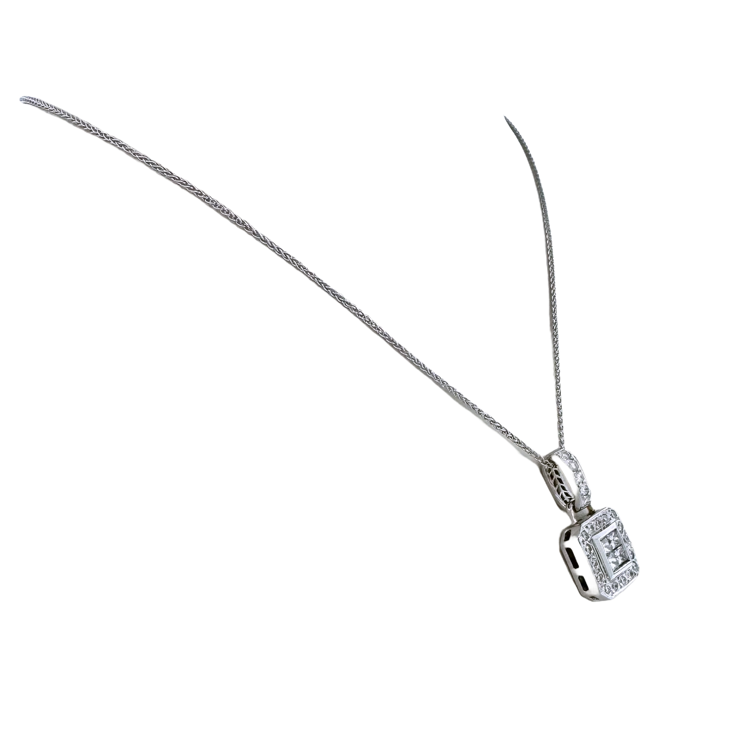 Estate 14k + Diamond Cluster Necklace