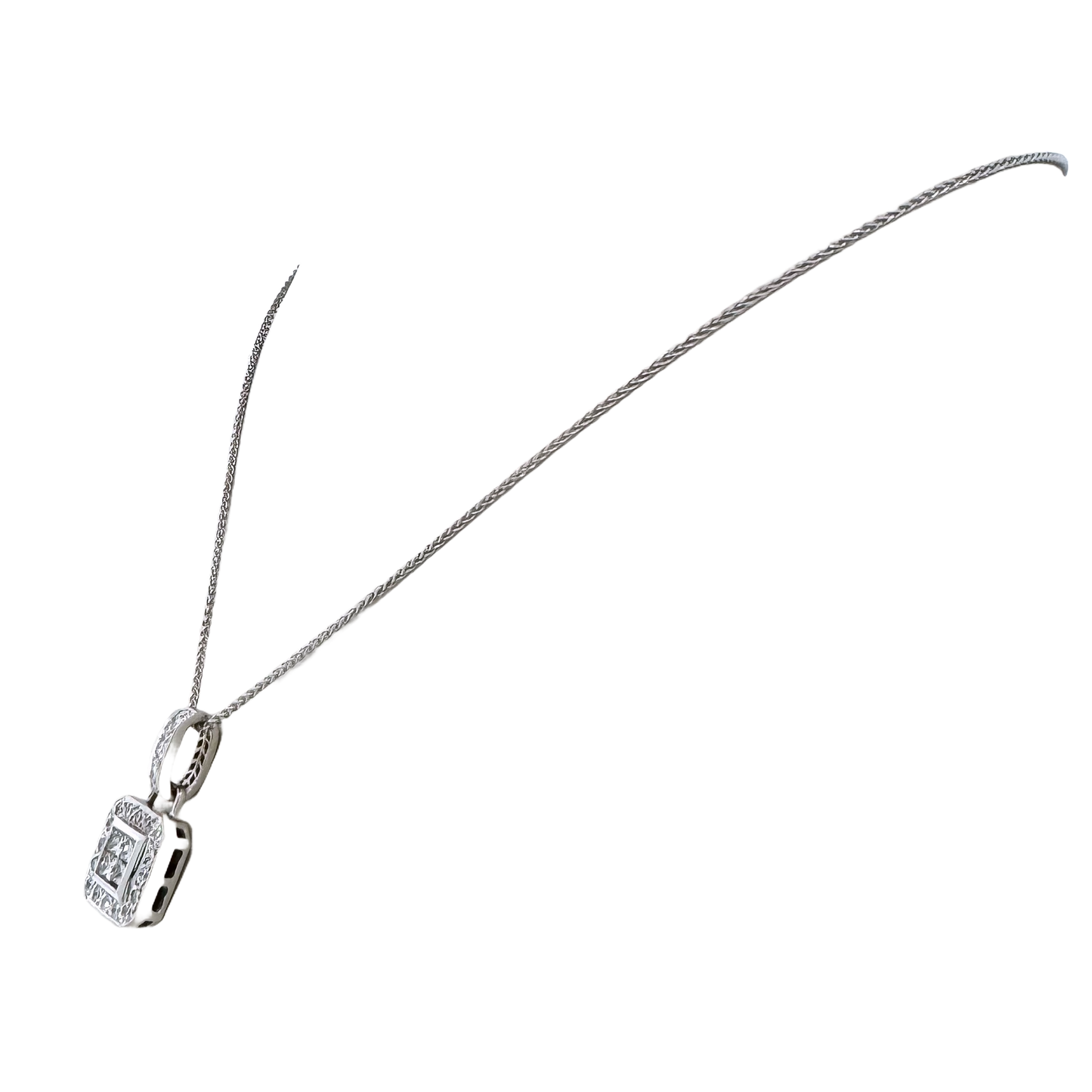 Estate 14k + Diamond Cluster Necklace
